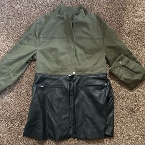 BCBGMaxAzria Green Utility Jacket with High Collar